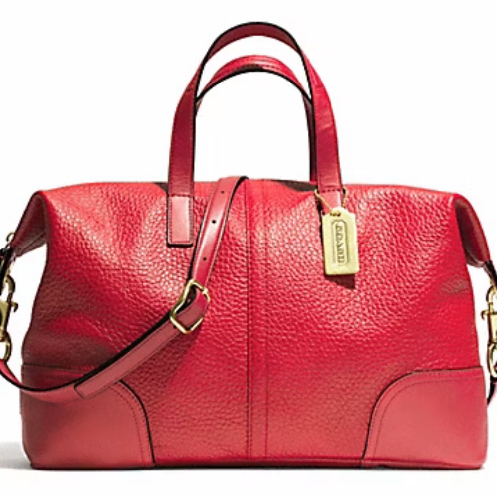 Coach Hadley Luxe Pebble Grain Leather Zip Satchel - Red